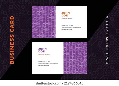 Modern abstract business card dark templates. Corporate stationery mockup with trendy minimal geometric pattern. Clean and simple vector editable background with sample text. EPS10