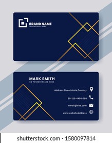 Modern Abstract Business Card Template With Blue And Gold Color