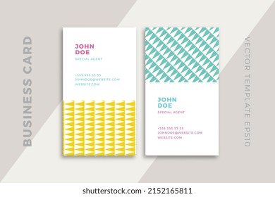 Modern abstract business card vertical templates. Trendy corporate stationery mockup with artistic geometric pattern. Clean and simple vector editable background with sample text. EPS10