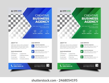 modern abstract business corporate  flyer template design. Creative  trendy digital marketing Magazine brochure  annual report  template design  with  green and blue bundle. letterhead Leaflet flyer