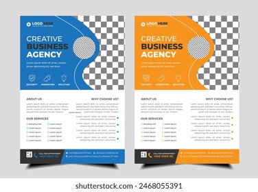 modern abstract business corporate  flyer template design. Creative  trendy digital marketing Magazine brochure  annual report  template design  with  yellow and blue bundle. letterhead Leaflet flyer