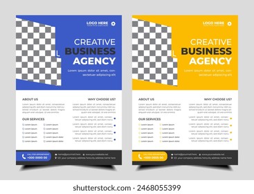 modern abstract business corporate  flyer template design. Creative  trendy digital marketing Magazine brochure  annual report  template design  with  yellow and blue bundle. letterhead Leaflet flyer