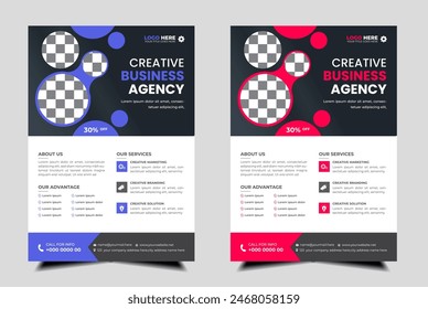 modern abstract business corporate  flyer template design. Creative  trendy digital marketing Magazine brochure  annual report  template design  with  pink and blue bundle. letterhead Leaflet flyer