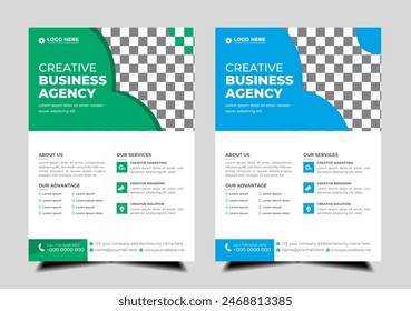 modern abstract business corporate  flyer design vector set. Creative  trendy digital marketing Magazine brochure  annual report  template design  with  green and blue . letterhead Leaflet flyer