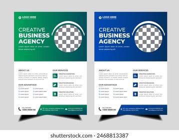 modern abstract business corporate  flyer design vector set. Creative  trendy digital marketing Magazine brochure  annual report  template design  with  green and blue . letterhead Leaflet flyer