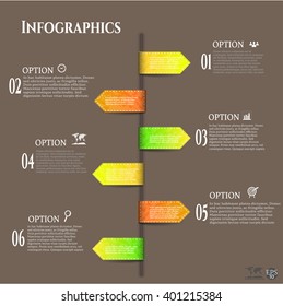 Modern, abstract, business infographic, background with time line, colorful labels with text, simple gray icons