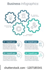 Modern Abstract Business Infographics. Workflow layout diagram with 4 options charts. 