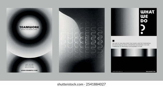 Conjunto de Plantilla de póster de negocios abstracto moderno. Conjunto de Plantilla de póster de negocios abstracto moderno. Diseño de Plantilla monocromática en blanco y negro. Conjunto de Plantillas de póster de Vector moderno, diseño degradado negro