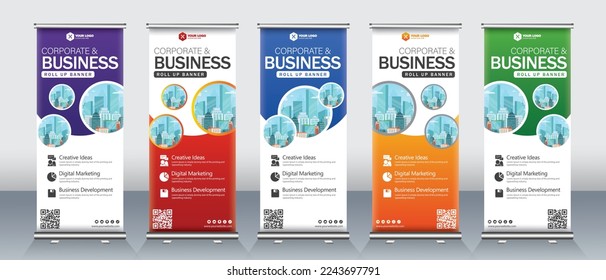 Modern abstract business roll up banner design for meetings, events, presentations