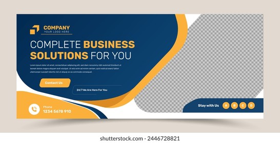 Modern abstract business service representation social media and web cover banner template