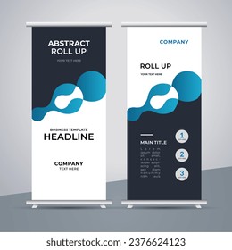 modern abstract business stand banner with creative blue and black shapes