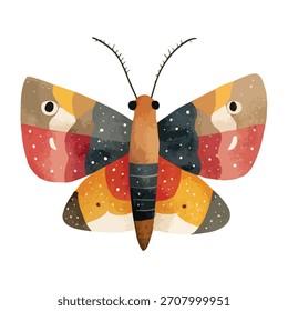 Modern abstract butterfly vector art with unique colorful patchwork design. Ideal for creative projects, textile prints, and whimsical decor.