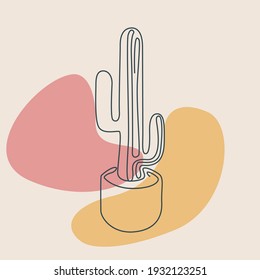 modern abstract Cactus continuous line. Trendy contemporary Cactus with various Cactus expressions. Vector illustration in hand-drawn outline style. vector