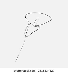 Modern abstract calla flower one line art. Contemporary continuous line drawing botanical art design, floral organic shapes. Concept for logo, emblem, print, tattoo, poster or postcard.