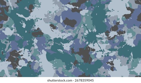 Un moderno patrón de camuflaje abstracto sin fisuras con Formas geométricas irregulares en tonos grises apagados, beige y negros. Perfecto para ropa de calle, fondos digitales, textiles y embalaje de productos. H
