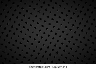 Modern abstract casino background with playing card signs. Poker symbols on black background. Casino symbols. Vector widescreen wallpaper