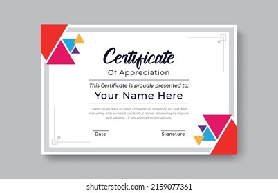 Modern abstract certificate appreciation achievement template award achievement clean creative certificates recognition excellence certificate border completion elegant certificate design template