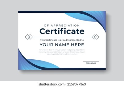 Modern abstract certificate appreciation achievement template award achievement clean creative certificates recognition excellence certificate border completion elegant certificate design template