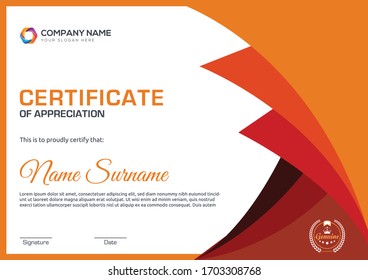 Certificado abstracto moderno de apreciación de todos los tipos de empresas y sectores