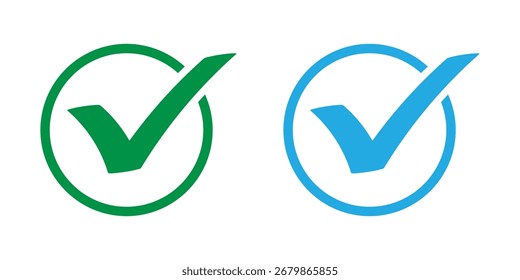 Modern abstract checkbox sets. Green and blue tick icons. Web tick-mark icon. Set of green and blue tick icons on isolated white background. EPS 10. 