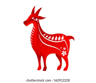 Modern Abstract Chinese Zodiac Animal Illustration, Goat