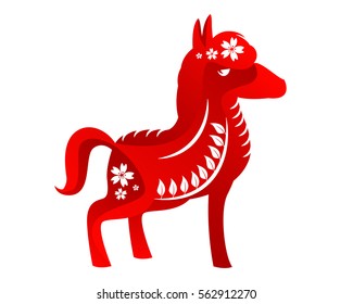 Modern Abstract Chinese Zodiac Animal Illustration, Horse