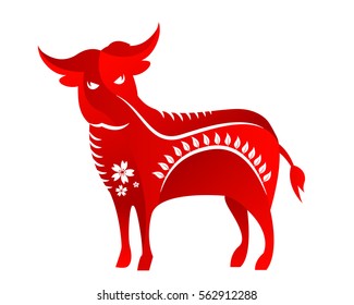 Modern Abstract Chinese Zodiac Animal Illustration, Ox