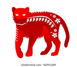 Modern Abstract Chinese Zodiac Animal Illustration, Tiger