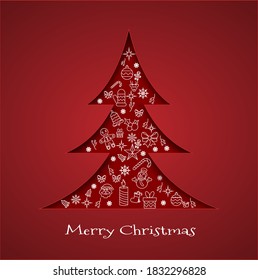 Modern abstract christmas tree background with white icon for posters, banners, sales and other winter events. Vector illustration EPS10.