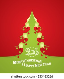 Modern abstract christmas tree background, curl paper illustration design, eps10 vector