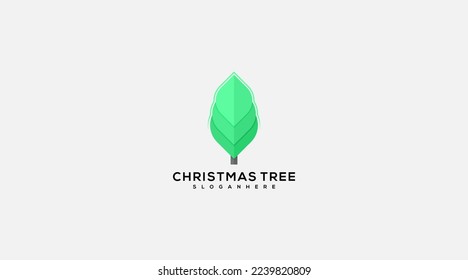 Modern Abstract Christmas tree Logo in Leaf Shape design