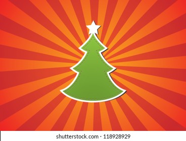 Modern & abstract Christmas Tree on Rays background - Vector illustration
