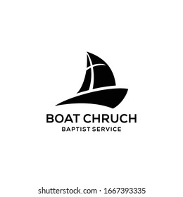 Modern abstract church sign logo on a sail boat vector graphic abstract