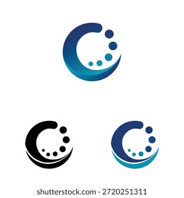Logotipo abstracto moderno del círculo que presenta un Elementos dinámico del swoosh y del punto, que simboliza el crecimiento, la conectividad, la tecnología y la innovación continua. Diseño limpio, escalable y versátil adecuado para empresas de tecnología, servicios digitales, startups, fintech, salud y marca corporativa.