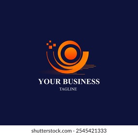 Modern abstract circle music logo. Technology connection network icon symbol design. Vector illustration