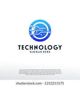 Modern Abstract Circle Technology logo template, Wire Tech logo designs vector, Logo symbol icon