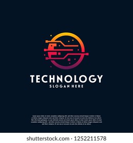 Modern Abstract Circle Technology logo template, Wire Tech logo designs vector, Logo symbol icon