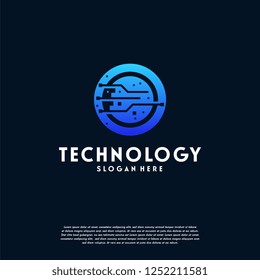Modern Abstract Circle Technology logo template, Wire Tech logo designs vector, Logo symbol icon