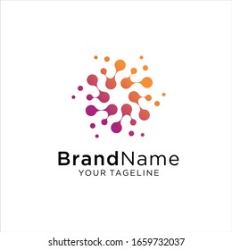 Modern Abstract Circle Technology logo template,Advanced analysis data base Logo symbol. Development of artificial intelligence sign. Abstract innovative high tech logo template. Colorful round