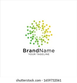 Modern Abstract Circle Technology logo template,Advanced analysis data base Logo symbol. Development of artificial intelligence sign. Abstract innovative high tech logo template. Colorful round