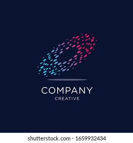 Plantilla moderna para el logotipo de la tecnología de círculo abstracto,Símbolo del logotipo de la base de datos de análisis avanzado. Desarrollo de señales de inteligencia artificial. Resumen de la innovadora plantilla de logotipo de alta tecnología. Colorido redondo
