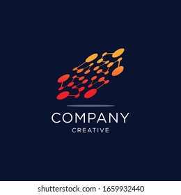 Modern Abstract Circle Technology logo template,Advanced analysis data base Logo symbol. Development of artificial intelligence sign. Abstract innovative high tech logo template. Colorful round