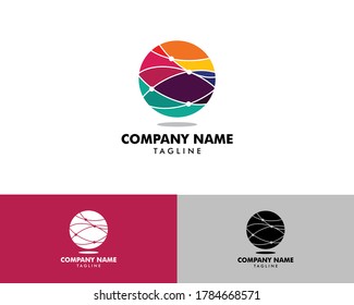 Plantilla de logotipo de la tecnología de círculo abstracta moderna, vector de diseño de logotipos de tecnología inalámbrica