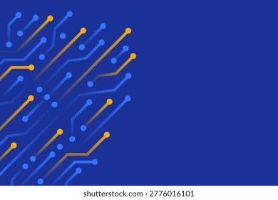 Modern abstract circuit board pattern with multiple digital connections and electronic nodes. Futuristic technology background representing data networks, computing systems and cyber infrastructure.