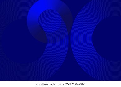 Moderno abstrato circular azul padrão de linha de fundo com anéis de gradiente e curvas geométricas para arte digital, temas de tecnologia e decoração criativa