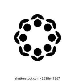 Modern, abstract circular community logo symbol in black and white.