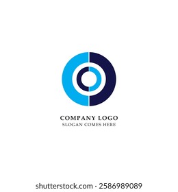 Modern Abstract Circular Logo Design in Blue and Dark Navy Colors 