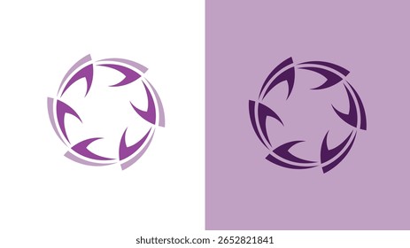 Design moderno do logotipo circular abstrato em gradiente roxo, ícone vetorial geométrico para marca, identidade comercial, web, aplicativo, marketing, empresa criativa, emblema elegante e design gráfico profissional.