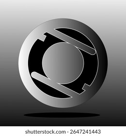 Modern abstract circular logo with metallic black and gray gradient, featuring sharp geometric elements. Suitable for technology, industry, or digital brand identity.