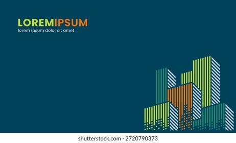 Fondo abstracto moderno del Vector del horizonte de la ciudad con las líneas geométricas